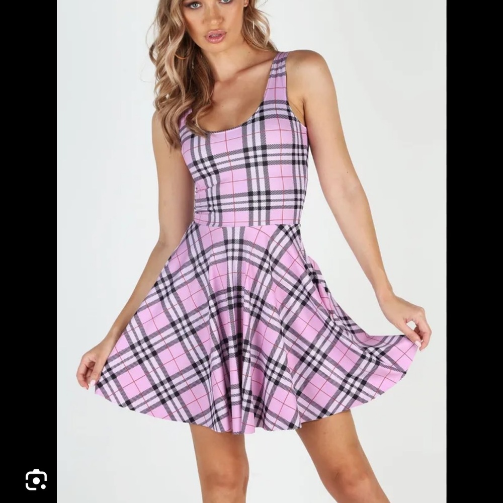 BlackMilk Pink Tartan Dress